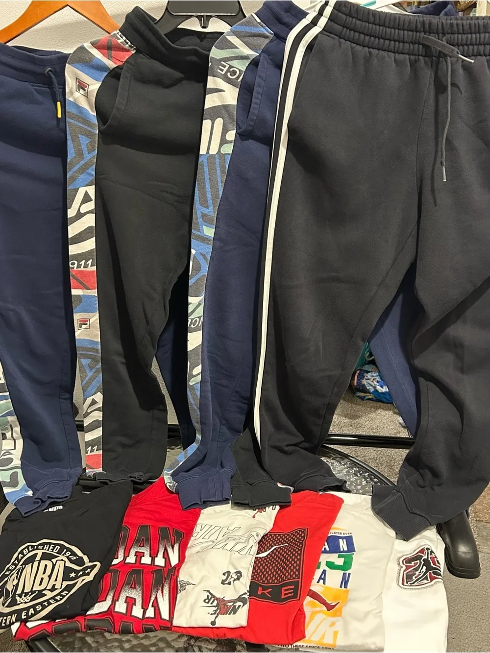 Nike,Fila,adidas Kids Joggers with White Side Stripes size 11-12+6 Nike shirt’s